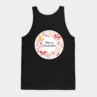 Merry Christmas Round Sticker 15 Tank Top